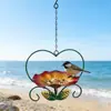 Bestseller de Nuevo Producto Transfronterizo: Comedero para Pájaros de Hierro Forjado - Comedero para Pájaros con Forma de Flor Corazón para Decoración de Jardín Exterior Colgante