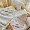 Colcha de algodón de doble cara estilo INS, 100% algodón, de doble cara, multifuncional, lavada a la arena, versión AB con estampado fresco, colcha de una pieza