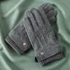 Guantes Cálidos de Invierno para Hombre Lana Cachemira Lana Guantes Forrados de Felpa Engrosados Doble Capa Guantes para Montar Conducir al Aire Libre