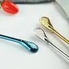 Ventas Directas de Fabricante Amazon Transfronterizas Juego de Cuchara con Popote de Acero Inoxidable 304 Popote Creativo para Revolver Bebidas Cuchara con Colador