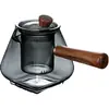 Tetera de vidrio con asa lateral, tetera eléctrica de cerámica, tetera resistente a altas temperaturas, mango de madera, tetera individual con filtro, juego de té kung fu