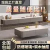 Juego de Mesa de Café y Mueble de TV de Cristal para Sala de Estar, Diseño Moderno y Sencillo para Espacios Pequeños, Elegante Combinación de Mueble de TV con Superficie de Cristal