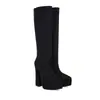Botas Altas de Mujer Talla 34-45 para Otoño e Invierno con Punta Aguda, Gamuza, Talla Grande Transfronteriza, Botas de Mujer de Tacón Súper Alto, Zapatos de Tacón Grueso, Plataforma Impermeable