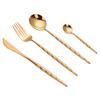 Venta al por mayor de cubiertos dorados occidentales, cuchara, cubiertos occidentales para el hogar, acero inoxidable 304 espejo, juego de cuchillo y tenedor para bistec