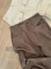 Calça Casual Retilínea de Algodão e Linho Cor Café Escuro Estilo Old Money para Mulheres, Verão 2026 Nova, Fina, Solta, com Caimento Leve, Caimento Relaxado