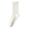 Calcetines de Lana para Mujer, Calcetines Negros de Encaje a Media Pantorrilla para Otoño e Invierno Combinados con Mocasines, Calcetines Largos Cálidos para Maternidad