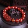 Pulsera Pixiu de Ágata Roja Natural para Hombres y Mujeres, Pulsera Pixiu Pequeña de Un Yuan, Mar de China Oriental 8-12mm Venta al por Mayor