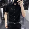 Camisa de manga curta stretch de alta qualidade e resistente a rugas para homens, fina de verão, slim fit, casual de negócios, camisa masculina de seda gelada