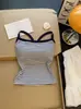 Camisola de Rayas Contrastantes Estilo Coreano Chaleco Pequeño para Mujer Verano Nicho Ajustado Corto Sexy Chica Caliente Hermoso Top Exterior