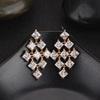 Pendientes de cobre con incrustaciones de diamantes cuadrados AAA estilo coreano pendientes de plata de ley S925 personalidad de moda nicho niñas pendientes de diamante
