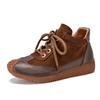 Zapatos Casuales Originales para Mujer, Tenis con Cordones de Piel Genuina, Caña Media-Alta, Botines Cortos Versátiles de Piel Suave