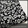 Tecido Jacquard de Seda Dourada com Flor em Relevo Preto e Branco Textura Côncava-Convexa Tridimensional Tecido Tingido em Fio para Bolsa Vestido