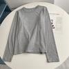 Camiseta de Bambú Mos de Manga Larga, Cuello Doble, Holgada y Limpia, Estilo Coreano, con Gran Elasticidad, para Ropa Interior de Primavera y Otoño y Ropa Exterior Delgada