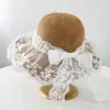 Sombrero de Paja con Encaje para Mujer, Sombrero de Sol para Vacaciones de Verano en la Playa, Sombrero de Pescador Dulce de Ala Ancha Estilo Coreano