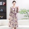 Nuevo Vestido Floral de Verano para Mamá de Estilo Chino, Falda de Manga Tres Cuartos para Mujeres de Mediana Edad y Mayores que Cubre el Vientre y Luce Adelgazante