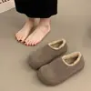 Sapatos Birkenstock quentes de pelúcia com sola grossa femininos 2026 outono e inverno novo retrô slip-on para pessoa preguiçosa sapatos peludos sapatos simples sapatos de algodão
