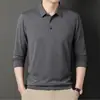 Camiseta de Manga Larga para Hombre de Seda Hielo Otoño Dropshipping 2023 Nuevo Estilo Camiseta Delgada Casual para Hombre para Papá