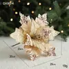 Flor Artificial Flor de Lantejoula Flor de Natal 20CM Arranjo de Flor de Tecido Ornamento Decorativo Guirlanda de Natal Decoração de Videira