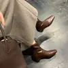 Botines cuadrados elásticos ajustados de estilo coreano 2026 para mujer, con diseño que aumenta la altura, cremallera trasera, tacón grueso y estilo versátil para otoño/invierno