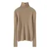 Suéter de cachemira para mujer, 100% cachemira pura de cabra, nuevo diseño de moda de punto acanalado de cuello alto, suéter cálido para capa base