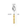 Punho de bambu faca de aço inoxidável e colher de garfo dourado cross-border 430 louça de aço inoxidável Faca de bife estilo ocidental e colher de garfo conjunto de quatro peças