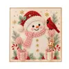 Boneco de Neve de Natal Contas de Pérola Pintura Diamantada DIY Pontilhamento Manual Diamante Pintura Decorativa Tema de Natal Pendurado na Parede