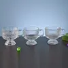 Taza de Vidrio con Patrón de Corteza y Asa para el Hogar Taza de Desayuno de Aspecto Elegante para Avena Yogur Taza de Postre Taza de Helado Taza de Café