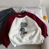 Moletom infantil para meninos, forrado com fleece, estilo inverno, blusa quente para bebês, camiseta base estilosa de dinossauro para crianças