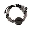 Pulsera de Moneda con Pintura de Tinta Estilo Chino Nuevo Mok Qing para Hombres, Pulsera de Piedras Naturales Retro de Nicho con Cuentas, Versión para Pareja.