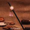 Horquilla de madera de ébano de imitación con borlas, horquilla con forma de paso, tocado antiguo para niños, accesorios para el cabello, horquilla para el cabello de ropa antigua, accesorios para el cabello