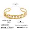 Elegante Pulseira Aberta de Camada Dupla em Ouro 18K com Zircônia, Joia de Aço Titânio Não Desbota, Acessório de Luxo Leve de Alta Qualidade, Aço Inoxidável