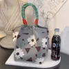 251 Modelos de Bolsas Quadradas Pequenas Populares Transfronteiriças, Bolsas de Lanche de Tricô Portáteis de Grande Capacidade para o Trabalho, Deslocamento e Sacolas de Presente