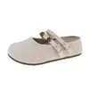 Ropa de verano para mujer para exteriores 2026 nuevo estilo popular de lino Birkenstock zuecos cerrados con aumento interno de altura y suela gruesa