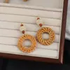 Pendientes Exagerados para Fotografía de Viaje de Verano, Pendientes Bohemios de Paja con Borlas para Mujer, Accesorios de Pendientes Estilo Vacaciones en la Costa