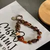 Llavero Cuadrado con Cuentas de Amor y Leopardo, Cadena para Bolso, Colgante DIY para Teléfono Móvil, Cadena Colgante Universal