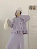 Chaqueta de Flor Tridimensional Estilo Dulce y Suave Falda de Punto Conjunto de Dos Piezas Nuevo Traje de Suéter Otoño e Invierno 2025 para Mujer