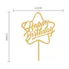 Cartão de Decoração de Bolo Acrílico Monocromático Cartão de Decoração Dourado Prateado Bandeira de Confeitaria com Papelão Embalagem Independente