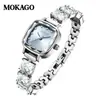 Mokago Novo Relógio da Moda Feminino Cubo de Açúcar Luxo Leve Relógio Feminino Mostrador com Padrão de Sol Diamante Nicho Relógio de Quartzo