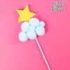 Paquete de 10 bolas de pelo para decorar tartas de cumpleaños, nubes, luna roja enchufable, nubes blancas, adornos de arcoíris para tartas, banderas.