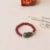 Anillo de Piedra Natural para Mujer, Anillo Elástico de Moda y Único, Anillo para Dedo Índice, Turmalina Estilo Chino, Jade Hetian, Anillo de Perla de Agua Dulce