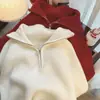 Suéter Informal de Punto Grueso para Mujer, Nuevo Estilo Otoño/Invierno 2026, Diseño que Reduce la Edad, Cremallera, Holgado, Adelgazante, Cuello Vuelta