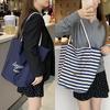 Bolsa de lona listrada de outono 2024, bolsa estilo preguiçoso para estudantes, bolsa de ombro casual de grande capacidade, bolsa feminina