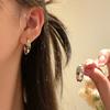 Aretes únicos estilo diseñador para mujer, Clips para orejas de moda coreana, Aretes de perlas de lujo ligero, Elementos geométricos