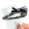Entrada Francesa Lujo Vintage Pasador de Pelo con Lazo Pequeño Estilo Chanel Brillante Pedrería Sentido Avanzado Pasador para Flequillo Pin BB Pin Lateral Pasador de Pelo