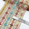 4,2cm de Largura Novo Produto Fio Dourado Estilo Étnico Renda Acessórios para Vestuário Estilo Chinês Cheongsam Hanfu Botão de Fechamento DIY