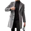 Comércio Exterior Transfronteiriço Amazon moda masculina outono e inverno sobretudo de lã de abotoamento simples com gola de terno estilo britânico, casaco de comprimento médio