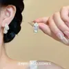 Pendientes de Encaje Estilo Retro Francés con Diamantes Brillantes y Perlas, Lujo Ligero y Sensación de Alta Gama, Diseño Elegante y de Moda, Pendientes Exquisitos