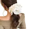 Goma para el pelo morada de taro para mujer, Cuerda para el pelo con vibra relajada, Accesorio de alta gama para peinados de moño, Flor grande para el pelo