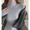 Nuevo Top Base de Lana Blanco de Cuello Alto para Mujer, Sensación de Alta Gama, Forro Polar Cepillado, Top Simple Estilo Coreano