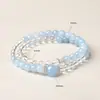 Pulseira de Duas Camadas com Água-Marinha e Cristal Branco Estilo Nacional para Mulheres, Pulseira de Presente de Nicho de Luxo Leve, Joia com Sensação Fresca e de Alto Padrão